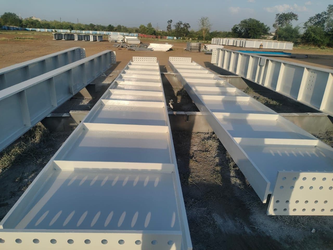Painted plate girders in the stacking yard