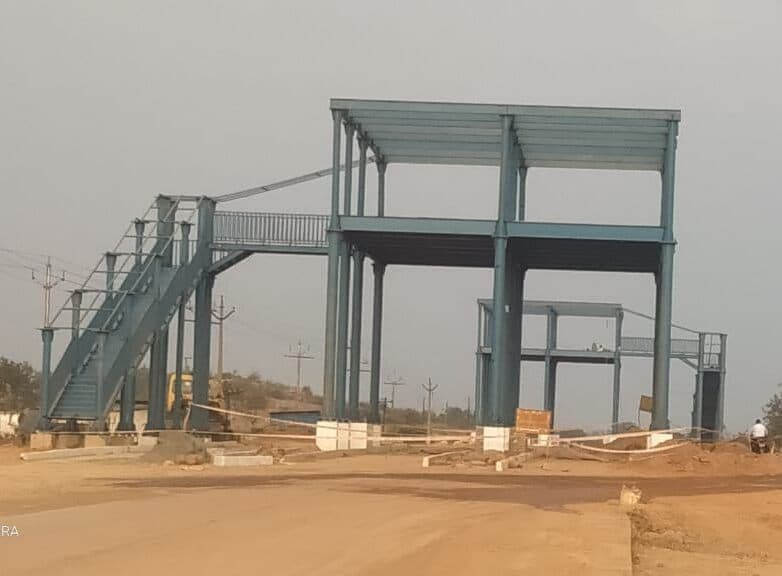 Fabricated steel structure erected on site