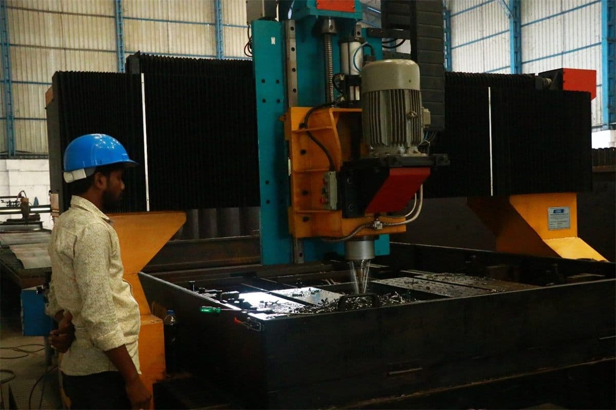 CNC gantry drilling machine on the shop floor